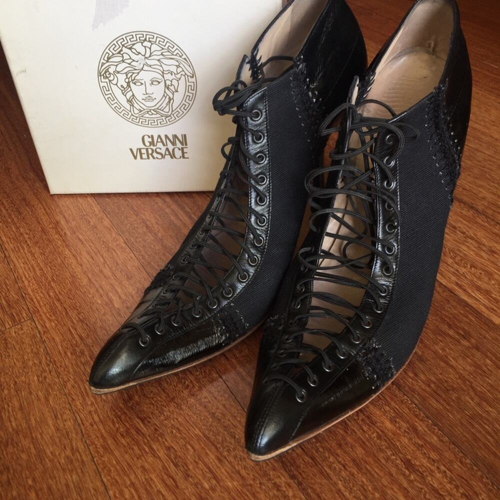 VERSACE Stivaletto Patchwork Booties Heels EU 39.5 - fits size 8